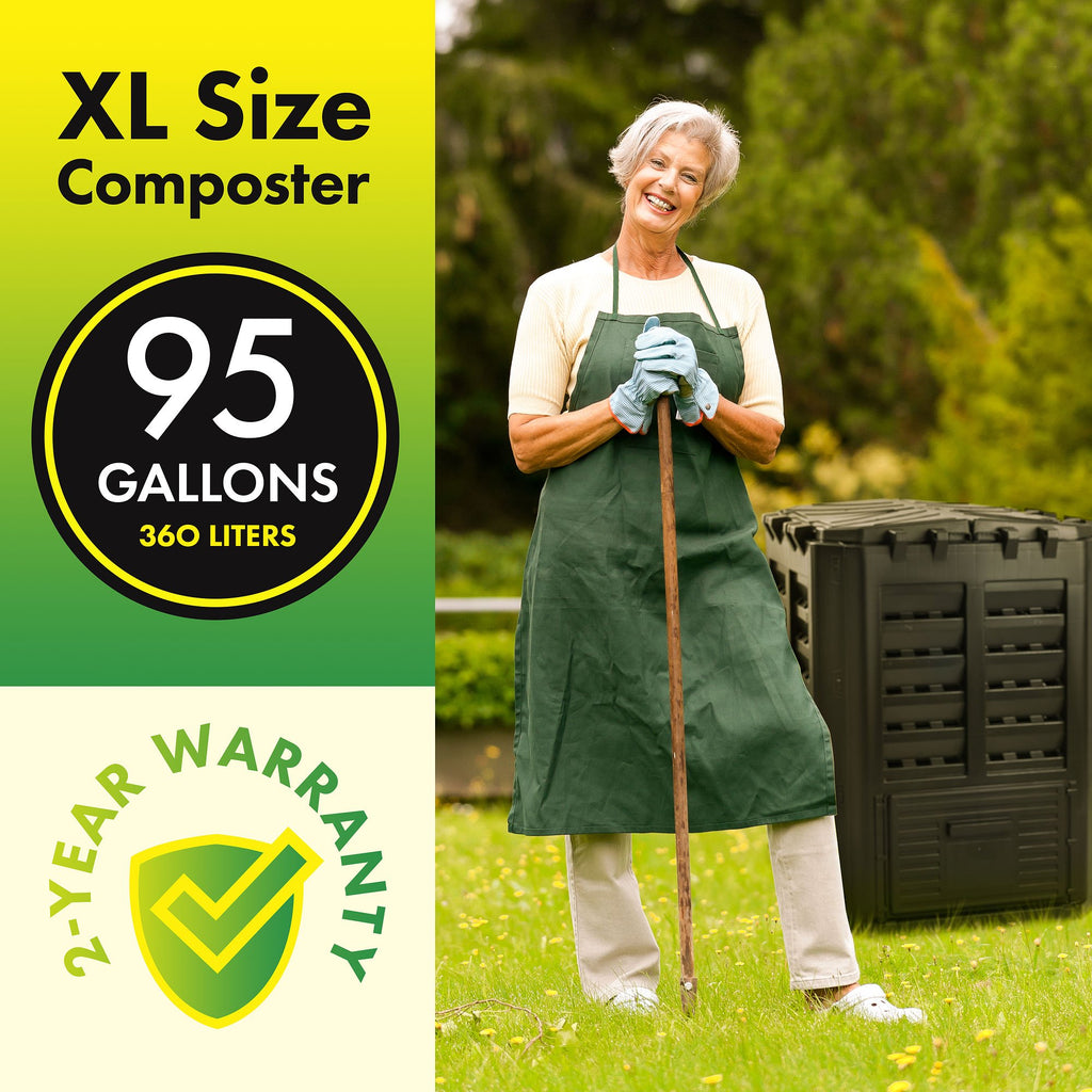 XXL Large Compost Bin Outdoor- 190/143Gal Easy Assembly Green Door – EJWOX  Products Inc