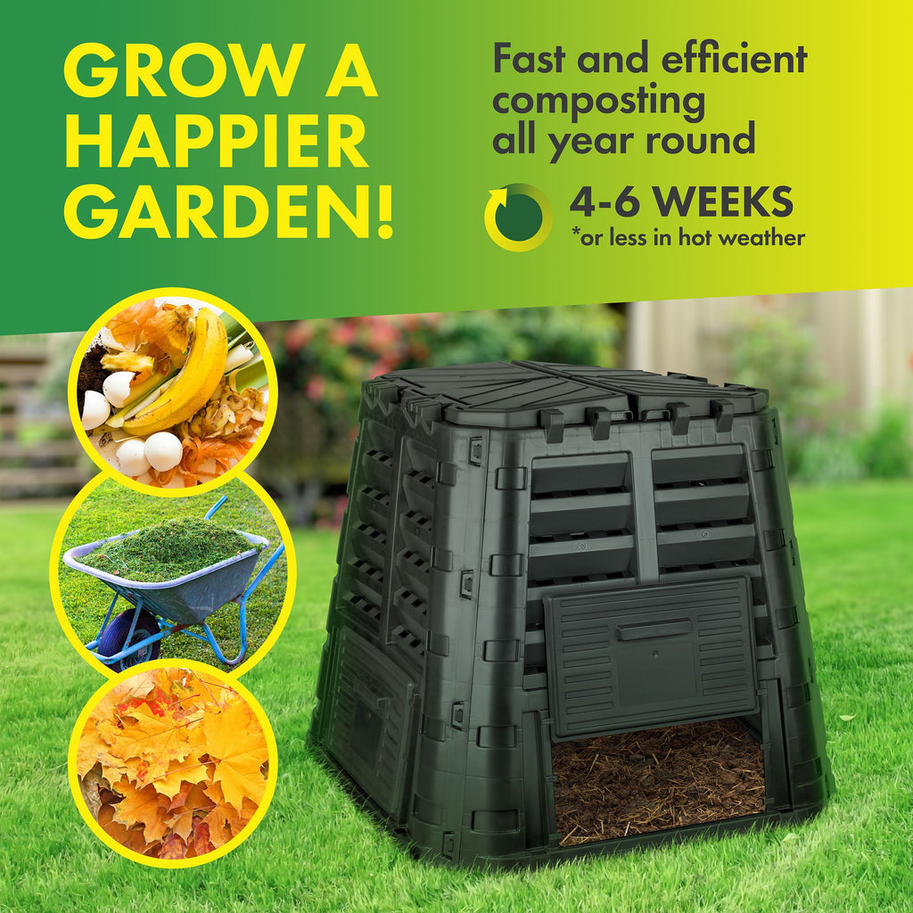 VEVOR Garden Compost Bin 80 Gal, BPA Free Composter, Large Capacity Outdoor Composting  Bin with Top Lid and Bottom Door, Easy Assembling, Lightweight, Fast  Creation of Fertile Soil